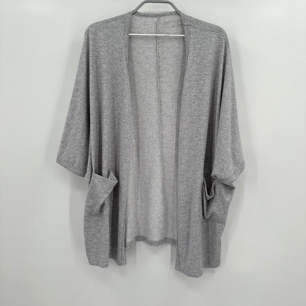 Softies 28" Dream Jersey Kimono Cardigan Short Sleeve in Heather Gray size S/M